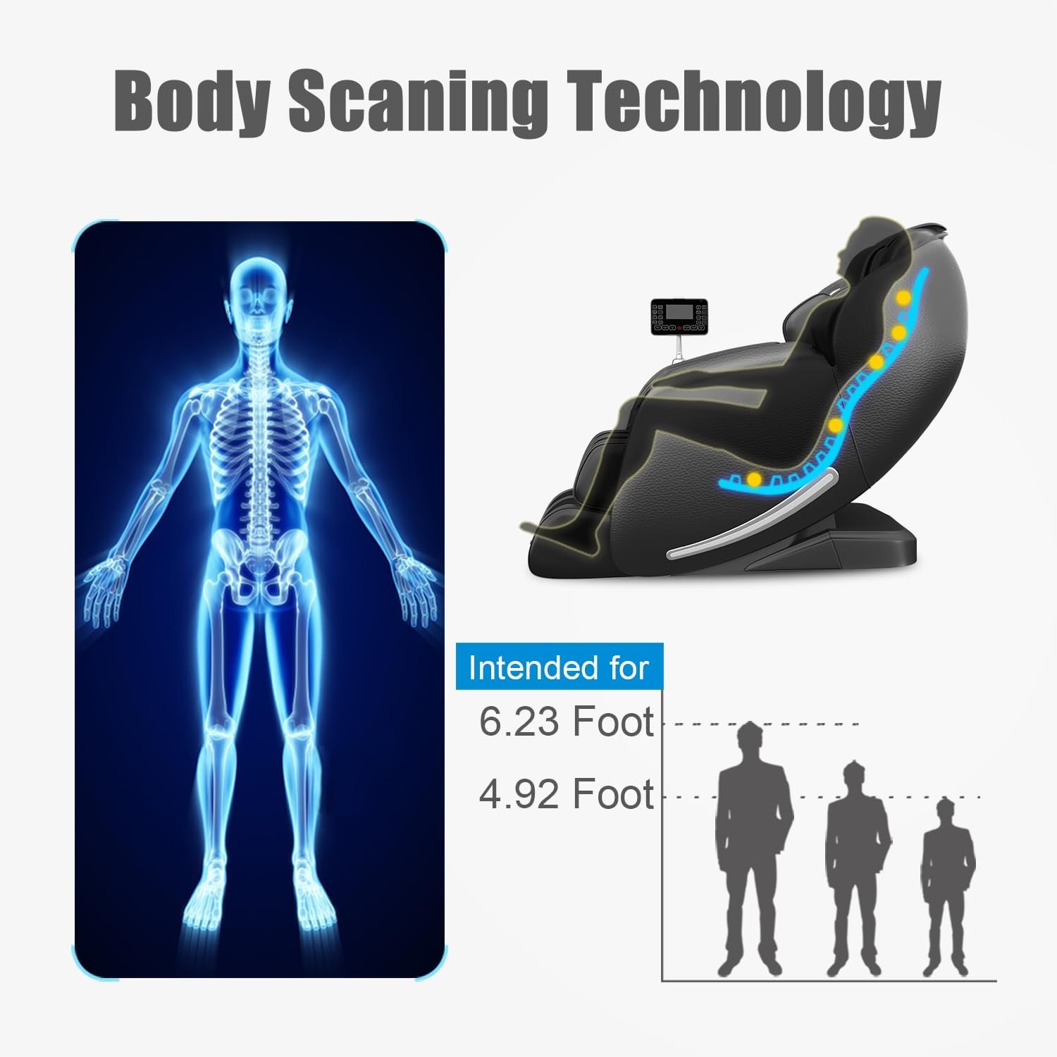 Real Relax 2024 Massage Chair, Full Body Zero Gravity SL-Track Shiatsu Massage Recliner Chair with Heat Body Scan Bluetooth Foot Roller APP Control, Favor-06 All Black
