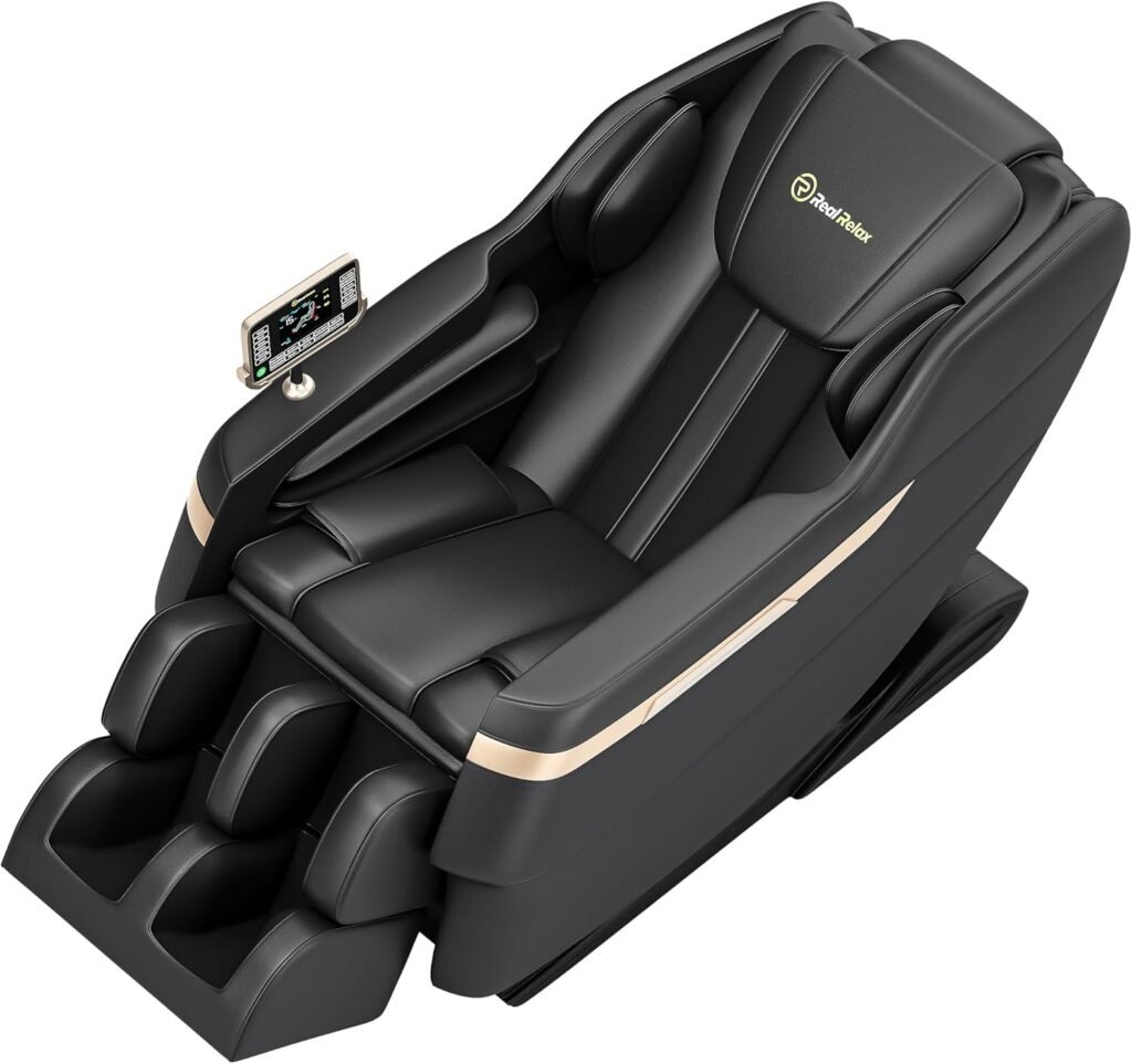 Real Relax 2024 Massage Chair Zero Gravity Full Body Airbags 8 Fixed Points Massage Rollers With 6 Auto Modes Bluetooth 1024x963