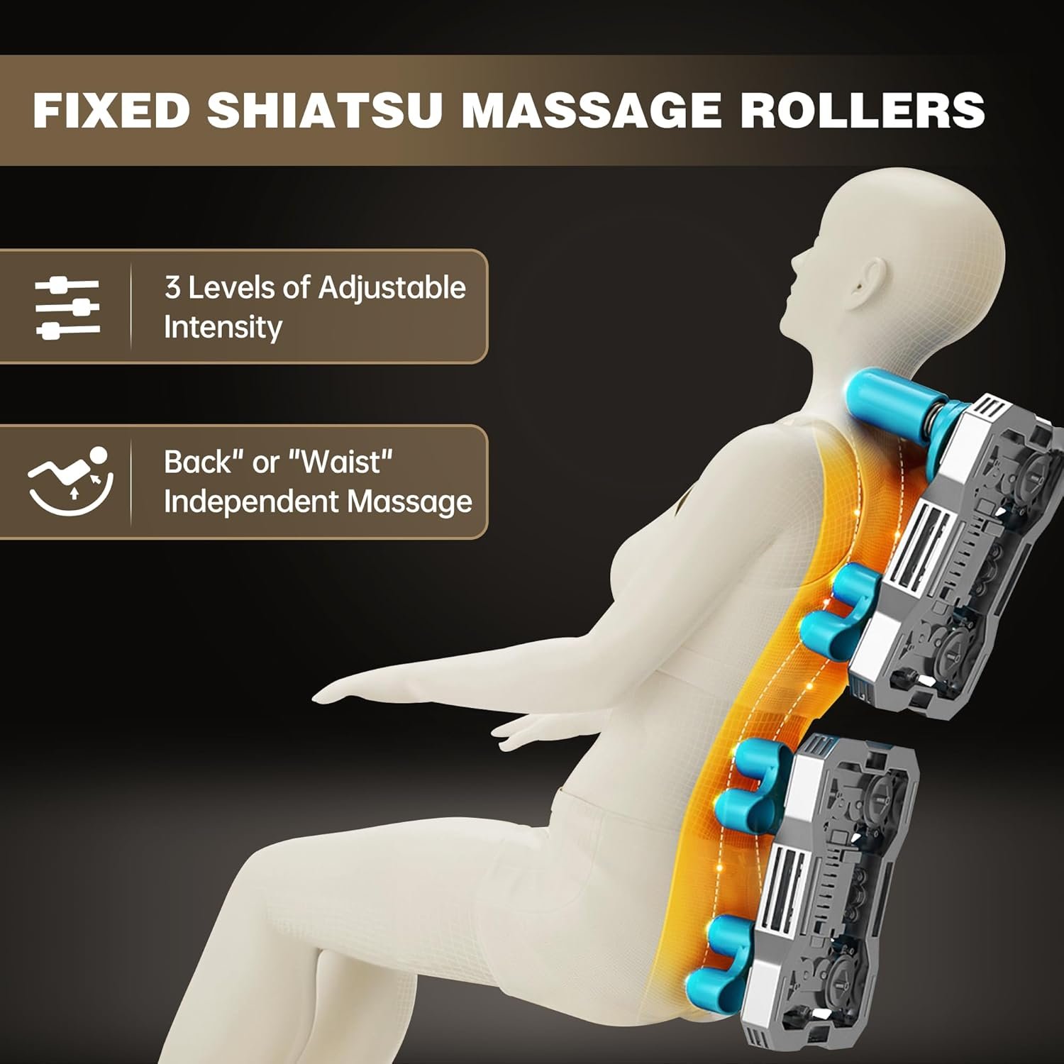 Real Relax 2024 Massage Chair Zero Gravity Full Body Airbags, 8 Fixed Points Massage Rollers with 6 Auto Modes, Bluetooth, Foot Rollers, Heater, Black