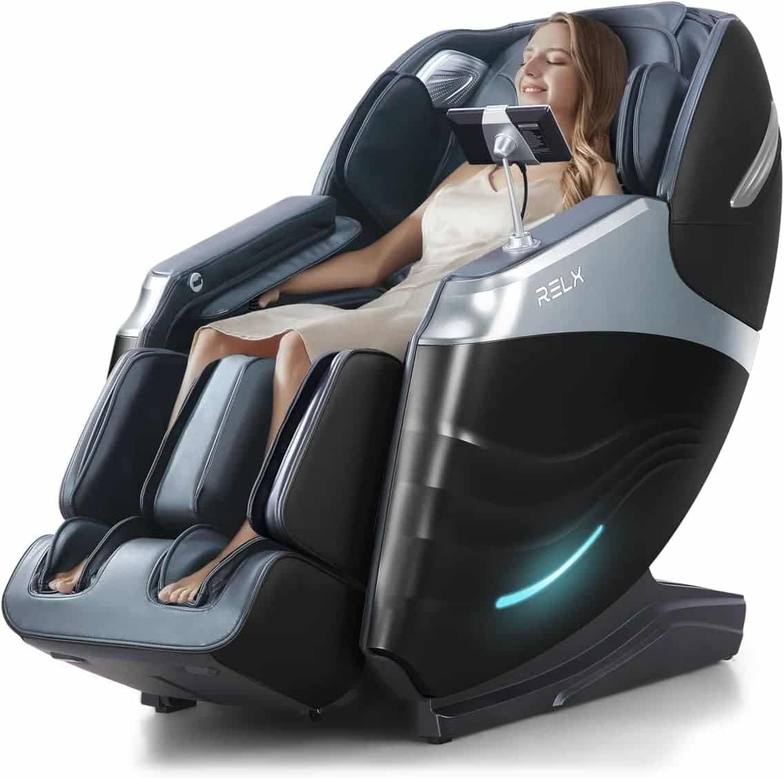 RELX Massage Chair Full Body Zero Gravity SL-Track Shiatsu Massage Chair, 12 Modes, Airbag Massage, with Yoga Stretch, Foot Massage, AI Control (Cream)