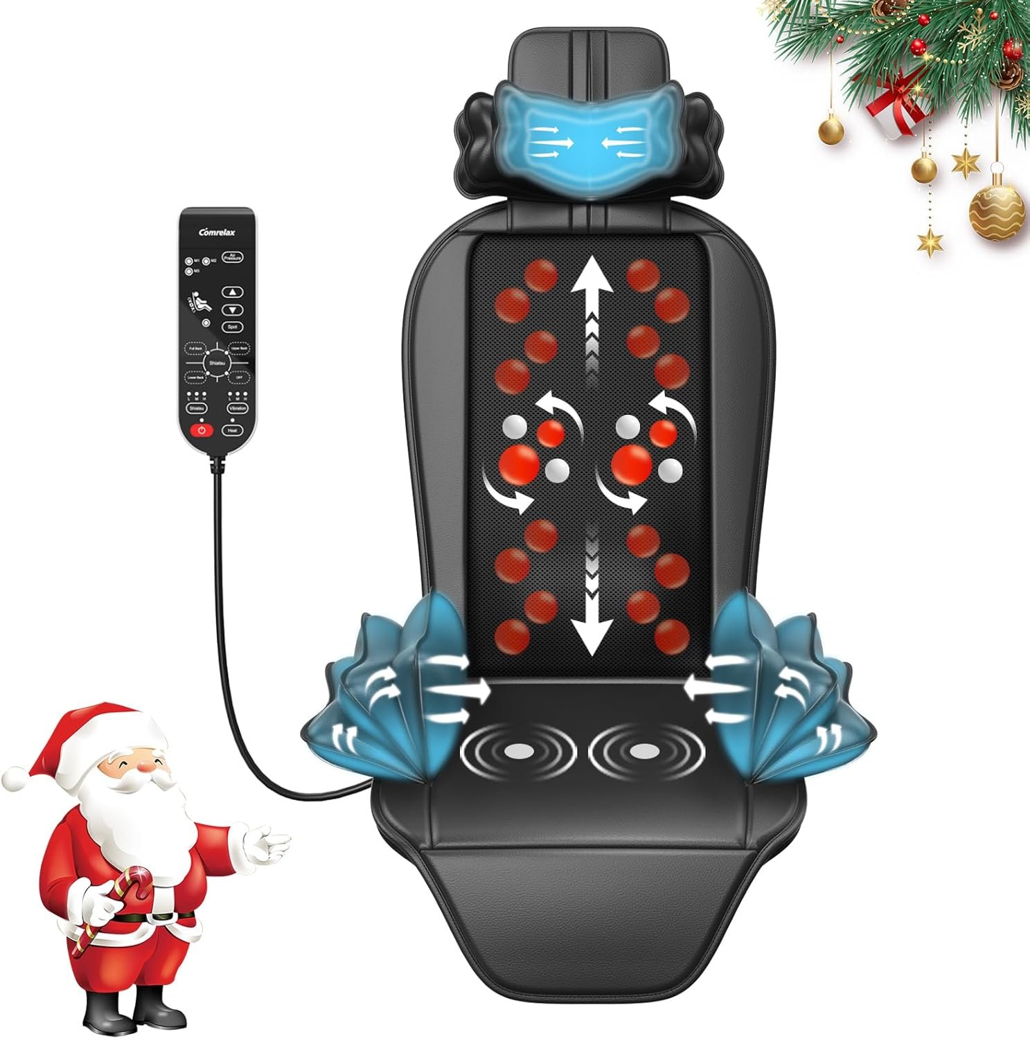 Shiatsu Back Massager for Pain Relief Deep Tissue, Chair Massager with Soothing Heat  Vibration, Soft S-Curve  Height Adjustable for Diverse Body Contours, Home Office Gifts for Men Women