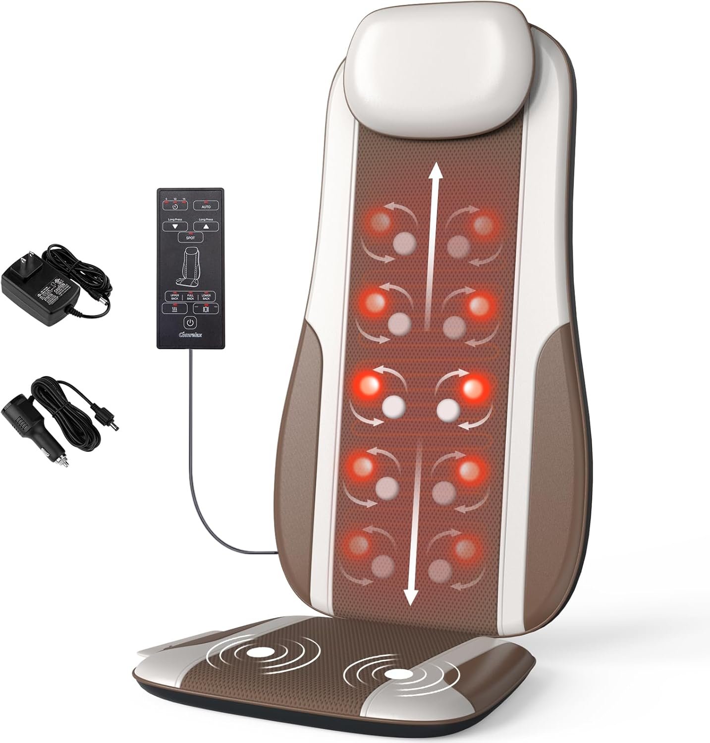 Shiatsu Back Massager with Heat, Massage Chair Pad with Deep Tissue Kneading, Seat Massager for Back Pain Relief, Vibration Cushion with Smart Timer, Home Office Travel Use, Gift for Men Women Mom Dad