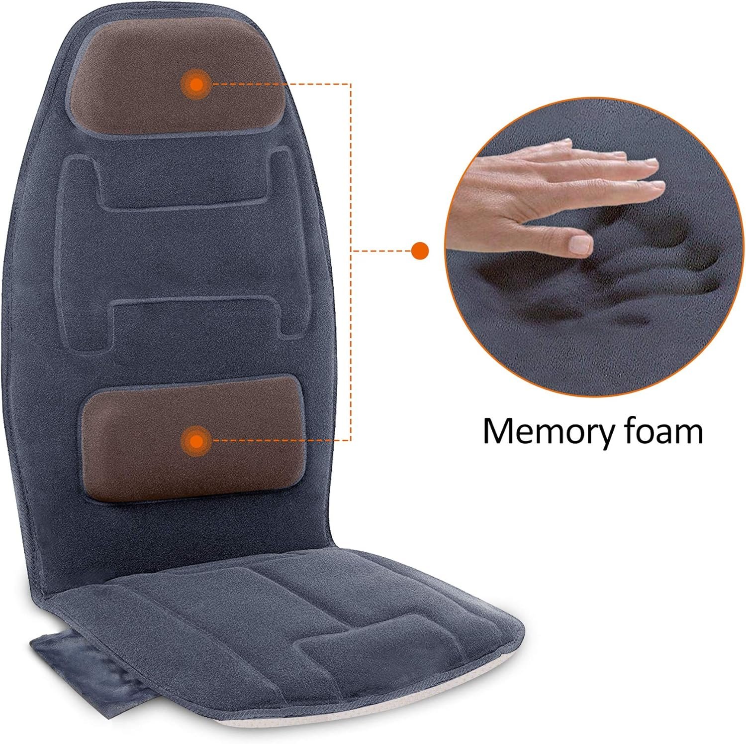 Snailax Back Massager with Heat and Vibration, Massage Chair Pad with 10 Vibration Motors 2 Heat Levels, Massage Cushion, Chair Massager for Home Office Use, Renew