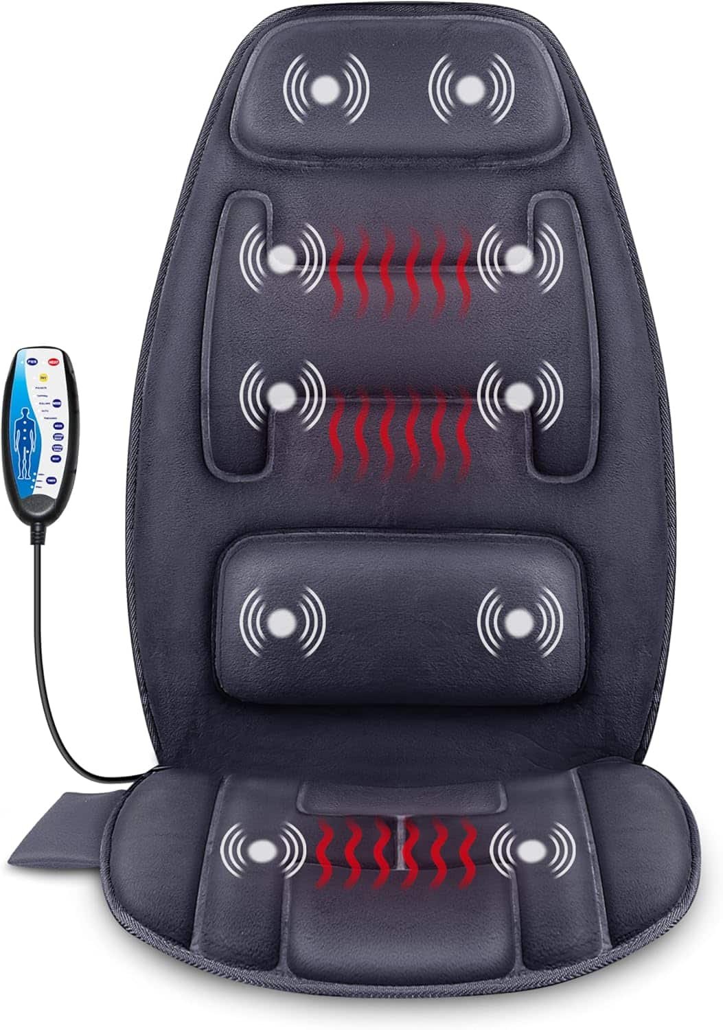 Snailax Back Massager with Heat and Vibration, Massage Chair Pad with 10 Vibration Motors 2 Heat Levels, Massage Cushion, Chair Massager for Home Office Use, Renew