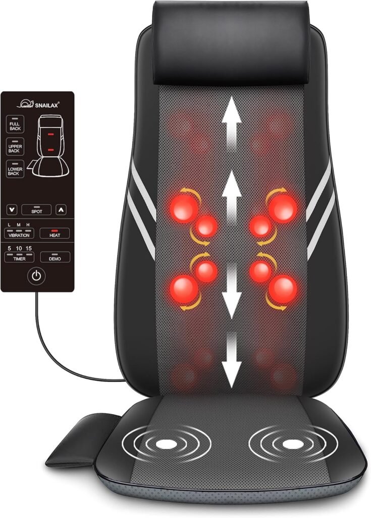 Snailax Back Massager With Heat Shiatsu Massage Chair Pad For Back Pain Rolling Kneading Massage Seat Cushion Gifts For 1 2 735x1024