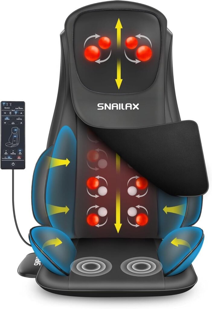 Snailax Shiatsu Neck Back Massager with Heat, Massage Chair Pad with Compression, Full Body Chair Seat Massager for Neck, Back and Shoulders, Gifts for Men, Women Snailax Shiatsu Neck Back Massager with Heat, Massage Chair Pad with Compression, Full Body Chair Seat Massager for Neck, Back and Shoulders, Gifts for Men, Women