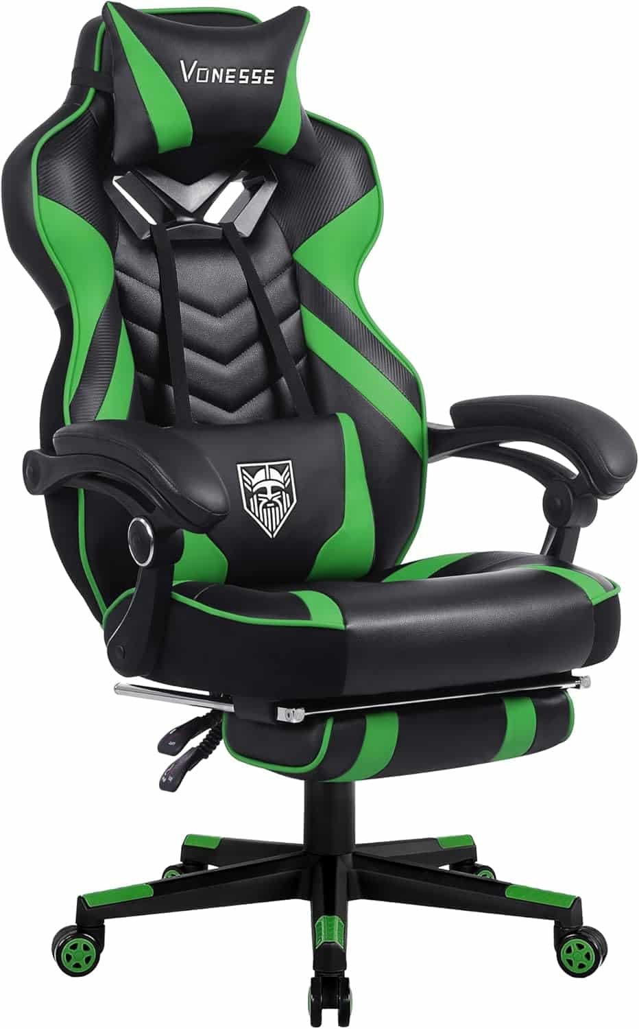 Vonesse Gaming Chair for Adults,Computer Chair with High Back,Big and Tall Gaming Chairs with Footrest and Massage,Reclining Gamer Ergonomic Office Desk Chair(Black)