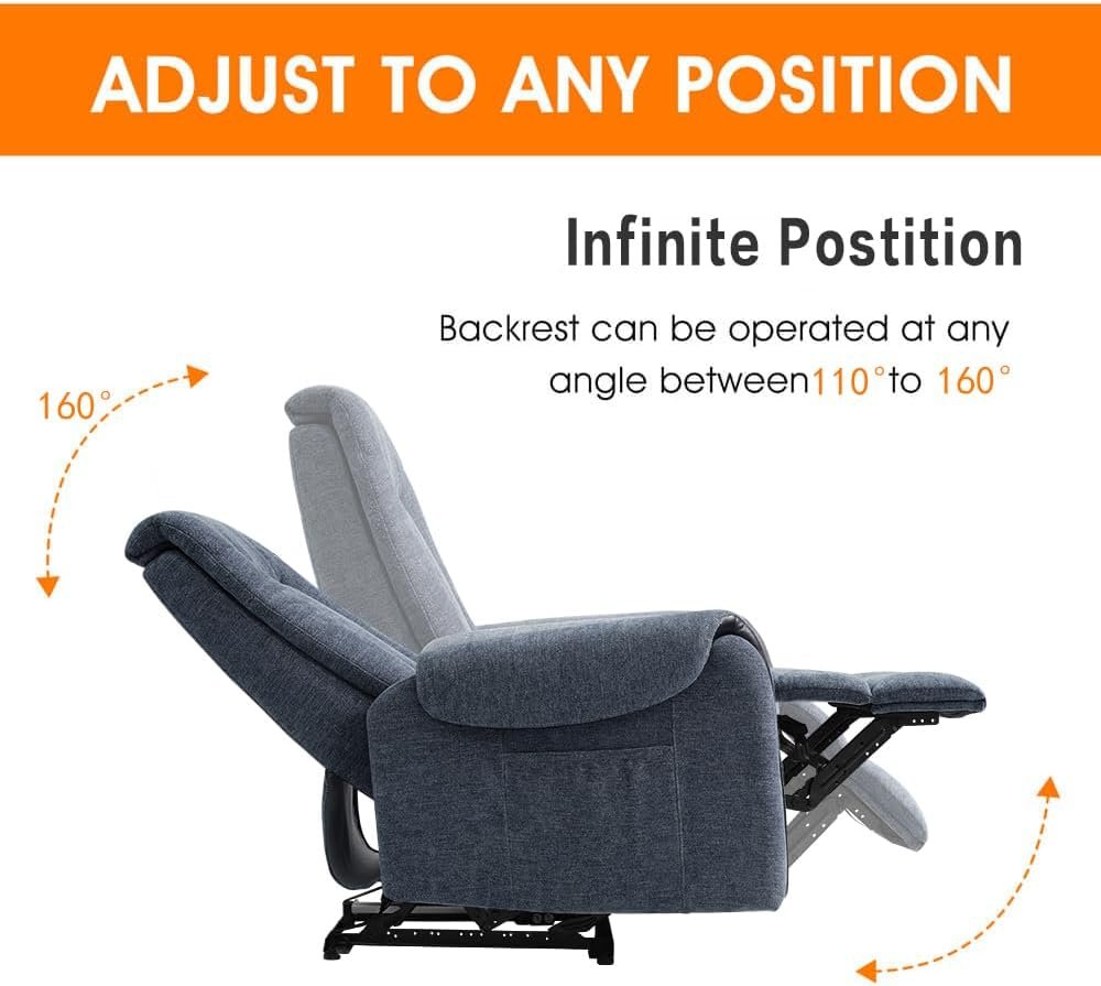 Wingback PushBack Recliner Chair with Massage Heating, Wing Back Chairs with Arms, Adjustable Modern Single Reclining for Living Room/Bedroom, Linen Fabric, Ultra Thick Cushions (Beige)