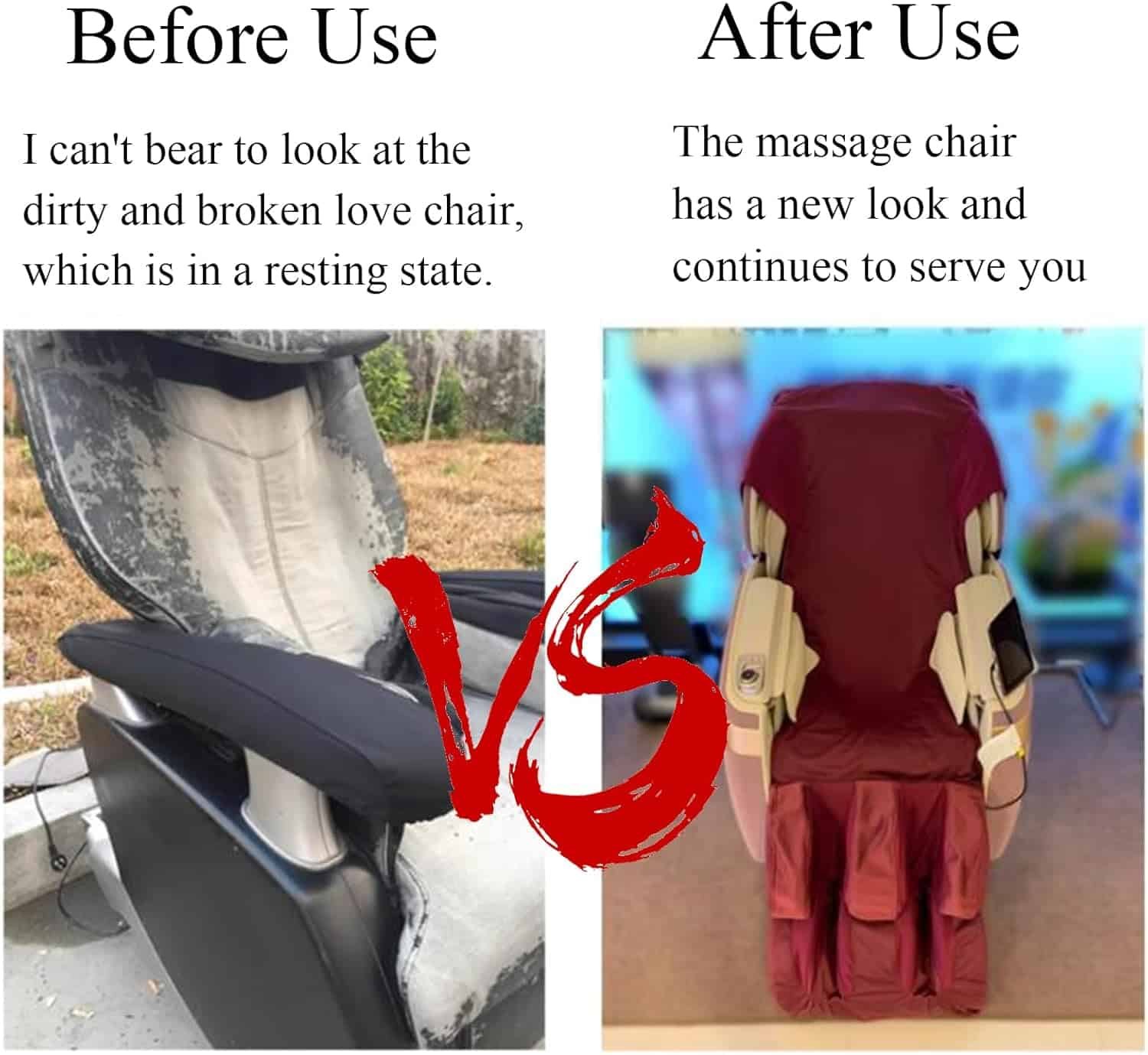 Massage Chair Cover, Full Body Shiatsu Massage Chair Cover Wear-Resistant Fabric Waterproof  Dustproof Massage Chair Cover, Machine Wash,Red,Full Body