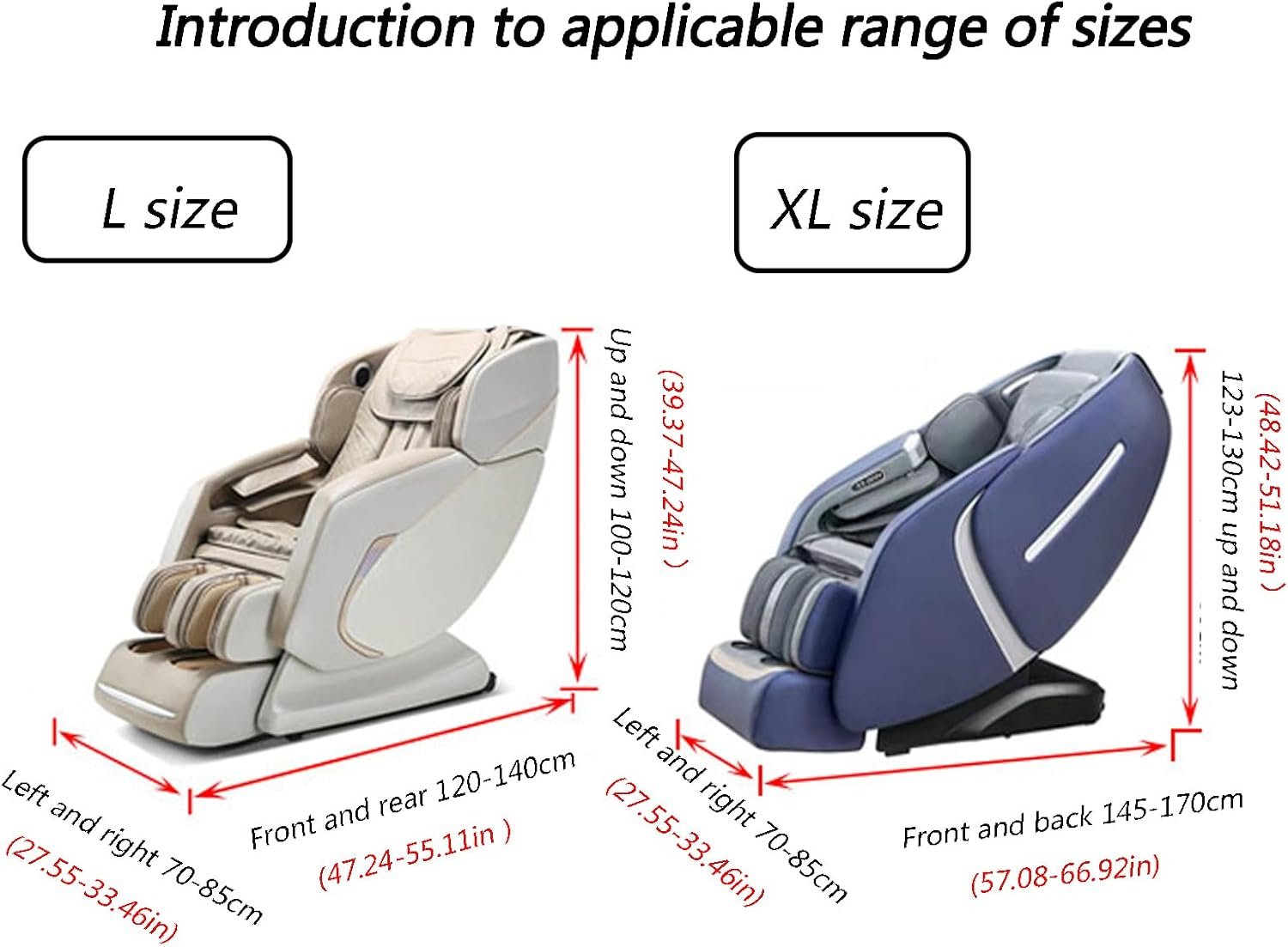 Massage Chair Cover, Full Body Shiatsu Massage Chair Cover,Full Body Zero Gravity Single Recliner Chair Protector Cover,B,L