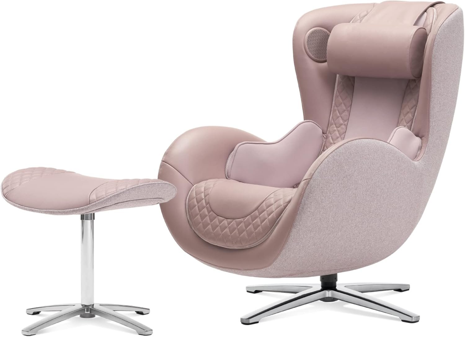 Nouhaus Classic Massage Chair with Ottoman. Pink Leather Lounge Chair, with Percussive  Shiatsu Chair Massager, Bluetooth Speaker and Recliner. Swivel Reading Chair with Spot and Full Body Massager