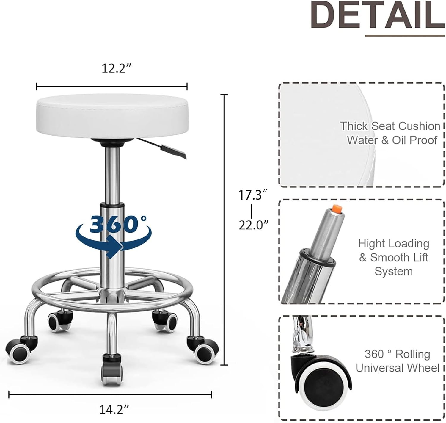 OKAKOPA Recliner Pedicure Chair No Plumbing and Stool, Adjustable Height and Angle Pedicure Seat with Massage Bowl and Footrest, 360 Swivel PU Leather Pedicure Station Unit for Salon