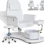 Okakopa Recliner Pedicure Chair No Plumbing And Stool Adjustable Height And Angle Pedicure Seat With Massage Bowl And Fo 150x150