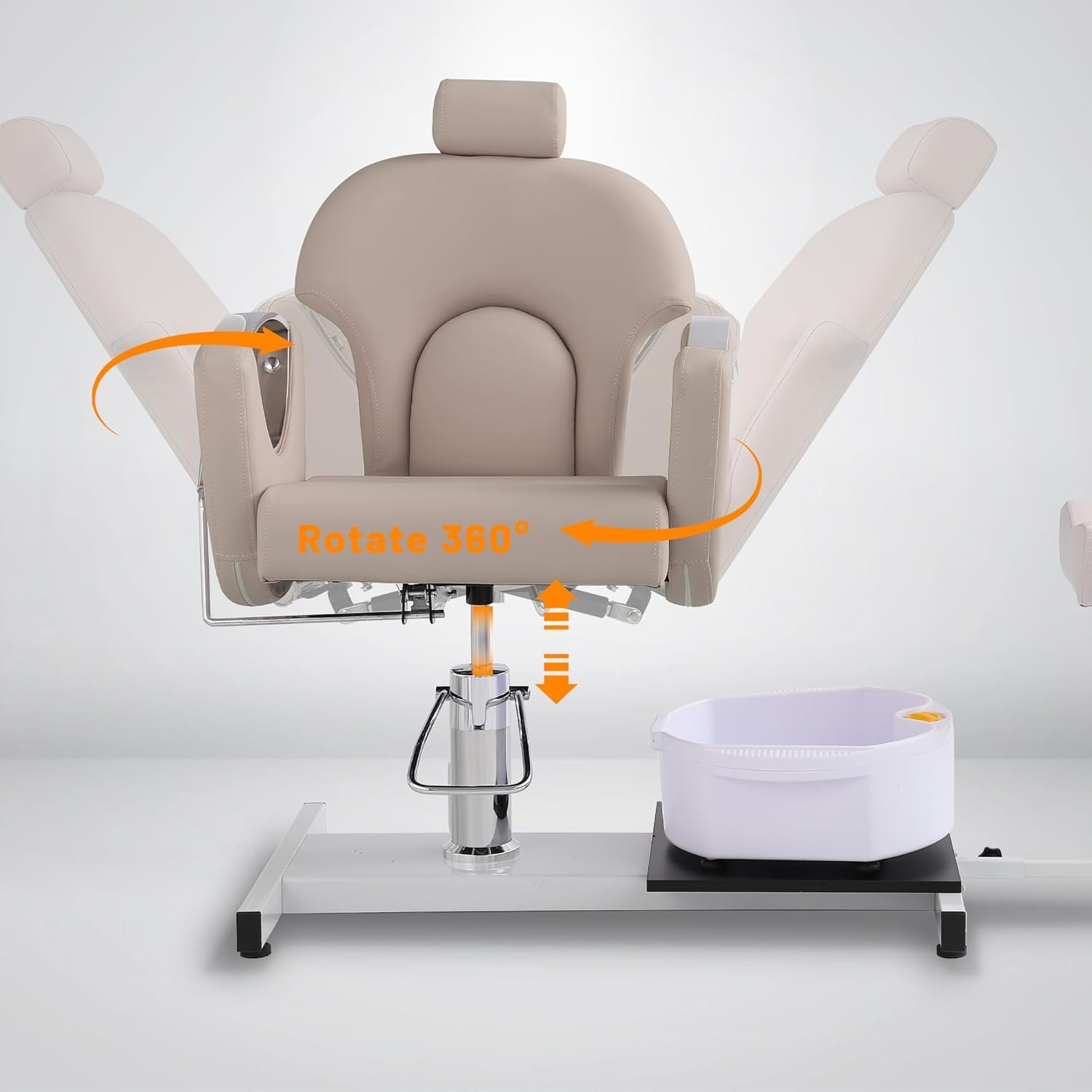 Pedicure Chair with 360 Degree Swivel Stool, Adjustable Hydraulic Lift Reclining Pedicure Station, Hydraulic Pedicure Chair for Massage Shop, Pedicure Shop,Spa (Pink-Gold)