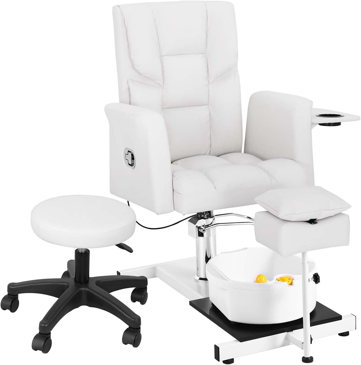 Pedicure Chair with Stool  Bubble Massage Foot Bath, Hydraulic Pedicure Chair for Nail Tech, No Plumbing, 360 ° Rotation for Beauty Spa Salon Unit Station Black