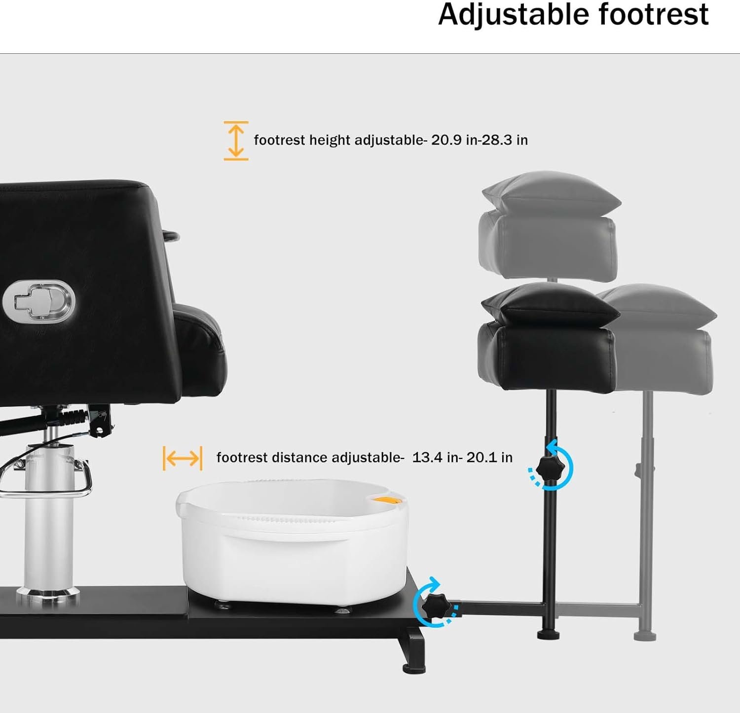 Pedicure Chair with Stool  Bubble Massage Foot Bath, Hydraulic Pedicure Chair for Nail Tech, No Plumbing, 360 ° Rotation for Beauty Spa Salon Unit Station Black