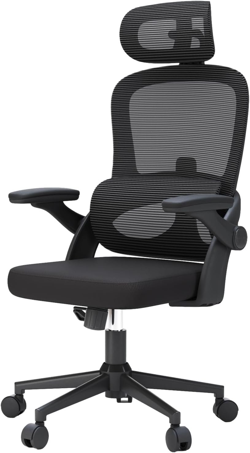 SIHOO M102C Ergonomic Mesh Office Chair, High Back Desk Chair with 3D Armrests, UpDown Lumbar Support, Swivel Computer Task Chair with Adjustable 2D Headrest, Tilt Function Black