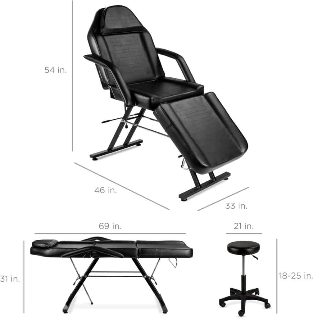 Best Choice Products 71in 3 Section Multipurpose Massage Bed Spa Salon Facial Tattoo Chair Whydraulic Stool Removable He 2 1008x1024