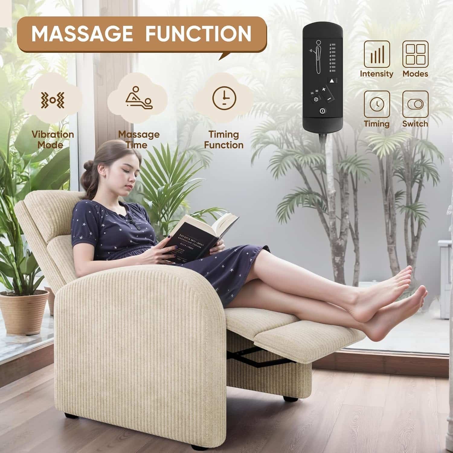 Homall Recliner Chair, Recliner Sofa for Adults, Recliners Home Theater Seating with Lumbar Support, Reclining Sofa Chair for Living Room (Leather, Dark Black)