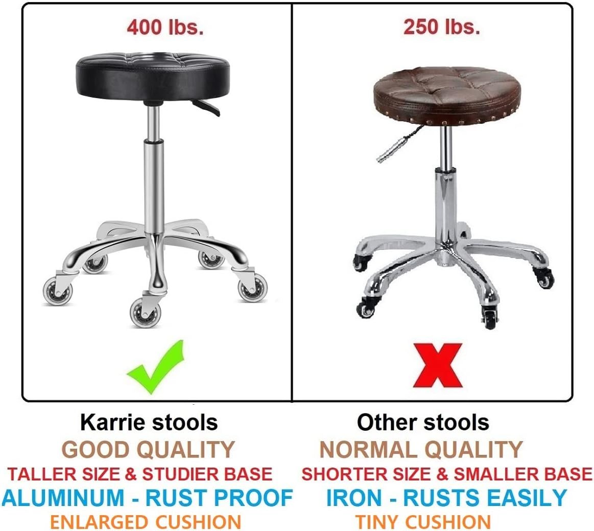 Kaleurrier Swivel Stool Chair Adjustable Height Heavy Duty Barber Stool - Hydraulic Rolling Work Stools with Wheels for Hair Beauty Salon Home Kitchen Office Massage Dental Pedicure