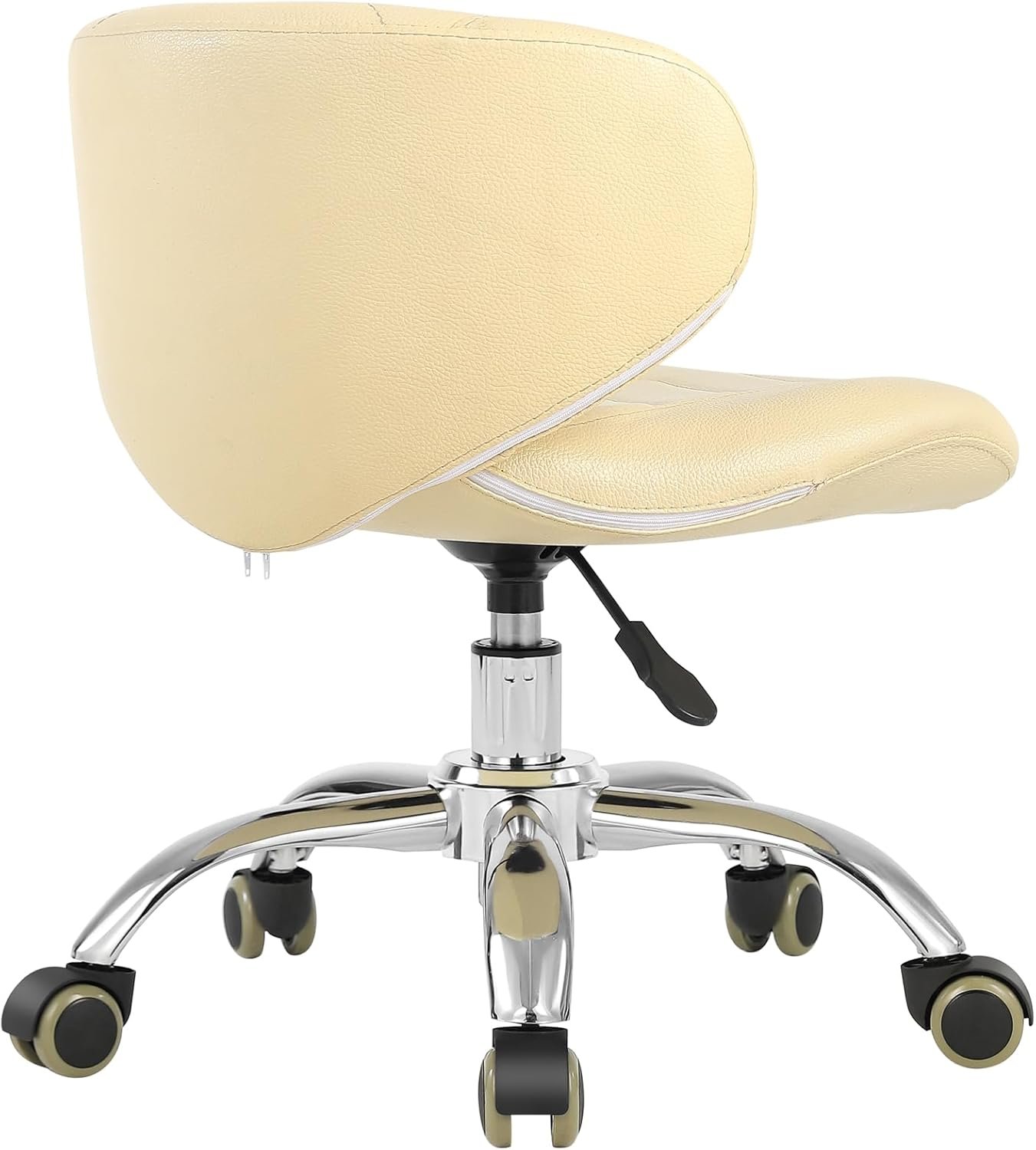 Pedicure Stool, PU Leather Massage Chair with Wheels for Salon (Pink)