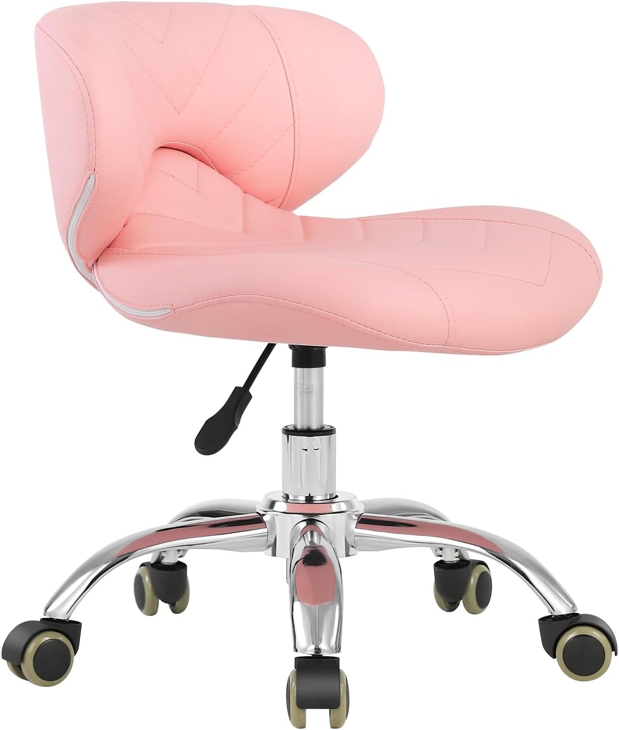 Pedicure Stool, PU Leather Massage Chair with Wheels for Salon (Pink)