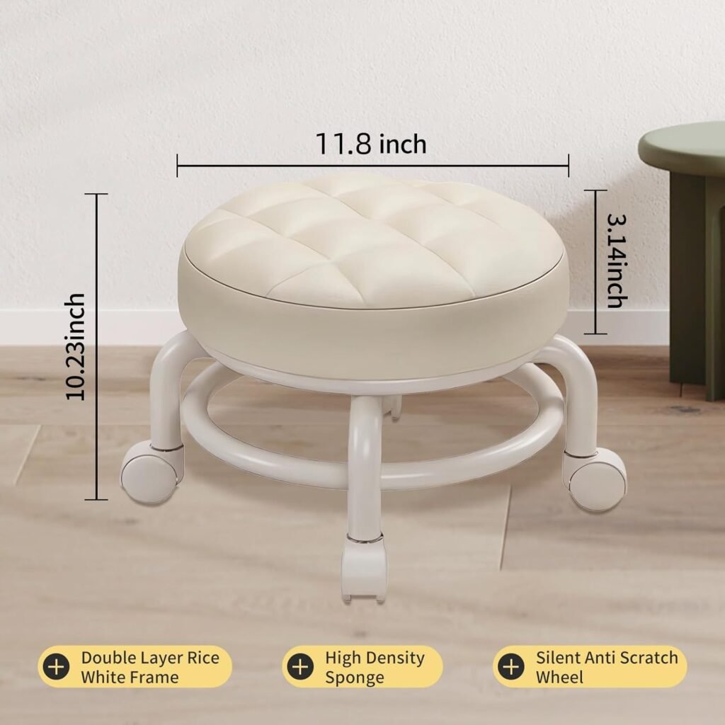 Round Rolling Low Stool Pu Leather Low Stool 360 More Comfortable Swivel With Thickened Sponge Cushion For Nail Salon Pe 3 1024x1024
