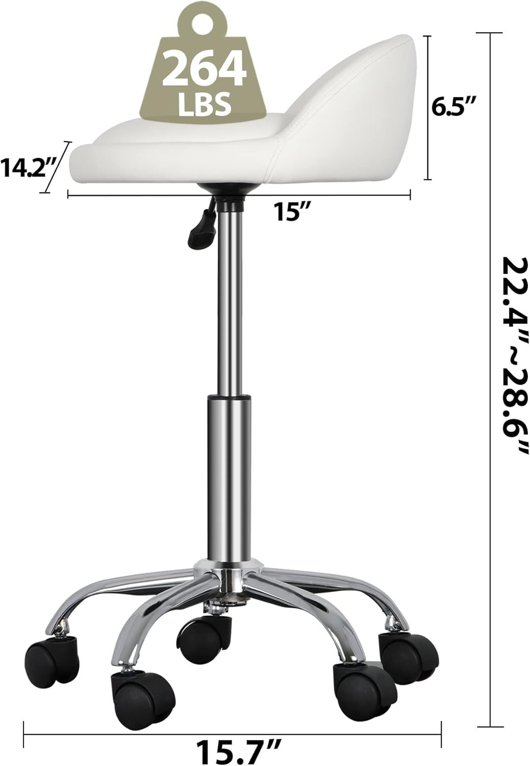 SUPER DEAL Adjustable Height Hydraulic Rolling Swivel Salon Stool Chair, Tattoo Facial Massage Spa Medical Stool with Backrest Wheels, Black