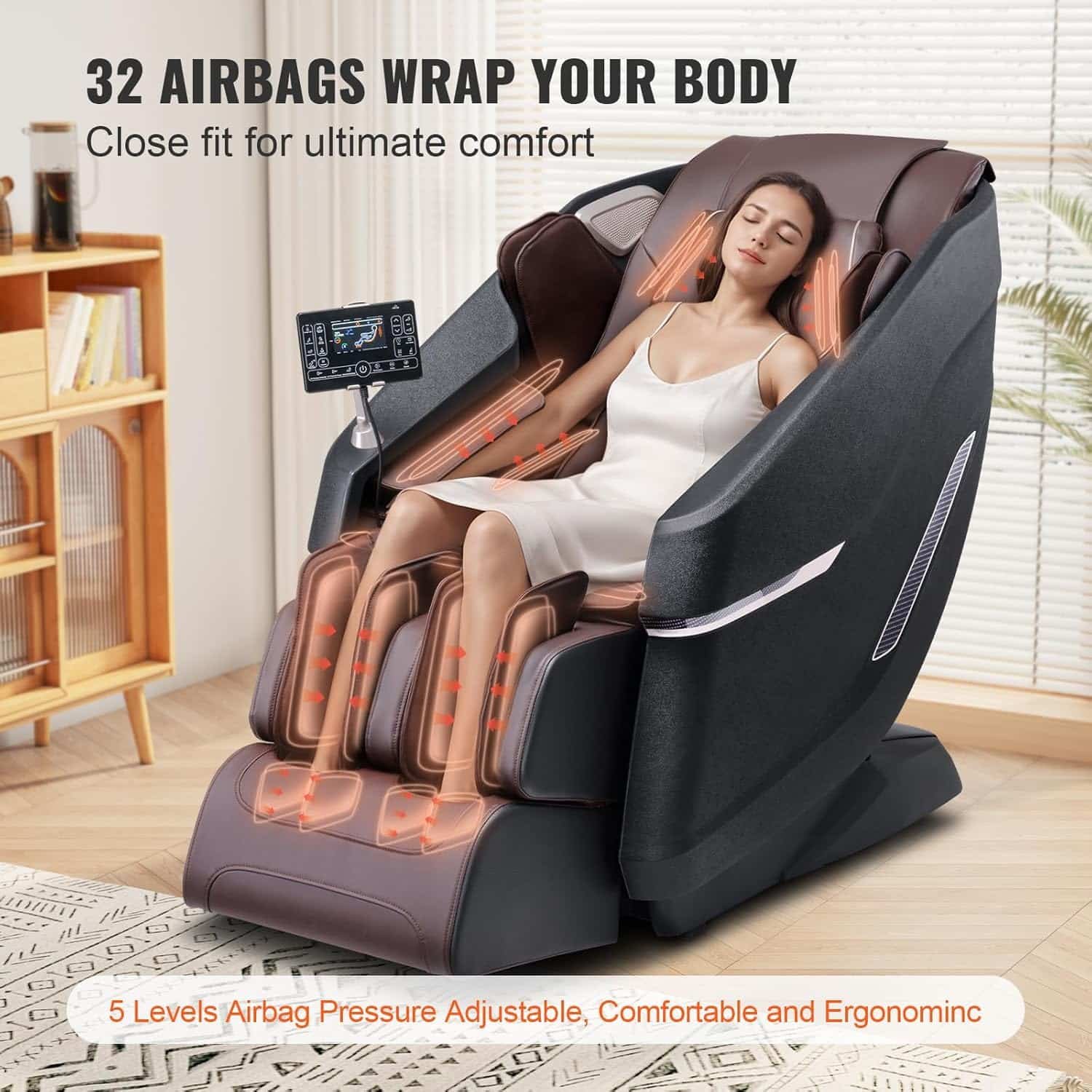 VEVOR Massage Chair - Full Body Zero Gravity Recliner with Multi Auto Modes, 4D Shiatsu, Heating, Bluetooth Speaker, Airbag, Foot Roller, and Touch Screen VEVOR Massage Chair - Full Body Zero Gravity Recliner with Multi Auto Modes, 4D Shiatsu, Heating, Bluetooth Speaker, Airbag, Foot Roller, and Touch Screen