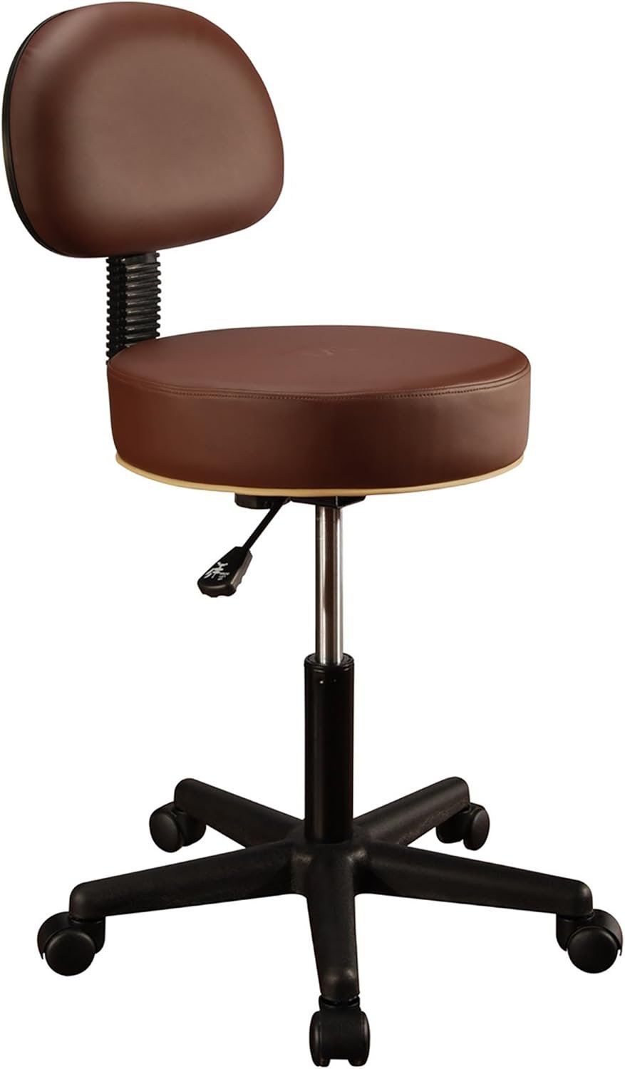 Master Massage Pneumatic Hydrolic Rolling Massage Clinical Spa Tattoo Office Swivel Stool with Backrest, Black