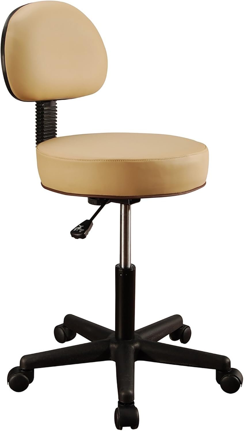 Master Massage Pneumatic Hydrolic Rolling Massage Clinical Spa Tattoo Office Swivel Stool with Backrest, Black