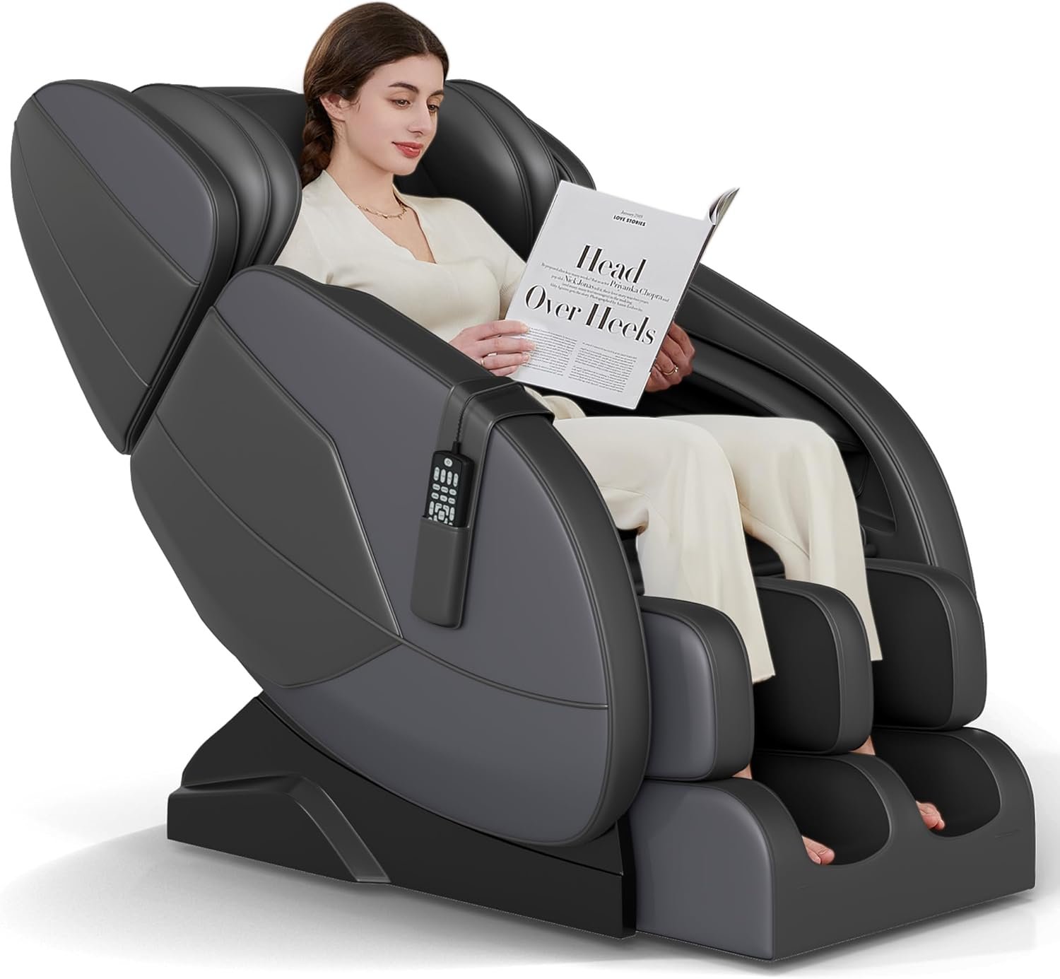 2025 Massage Chair Full Body,Zero Gravity Lower Back and Calf Heating Shiatsu Massage Recliner with 6 Auto with Manual Modes，Home and Office Use，MM450 Black and Gray
