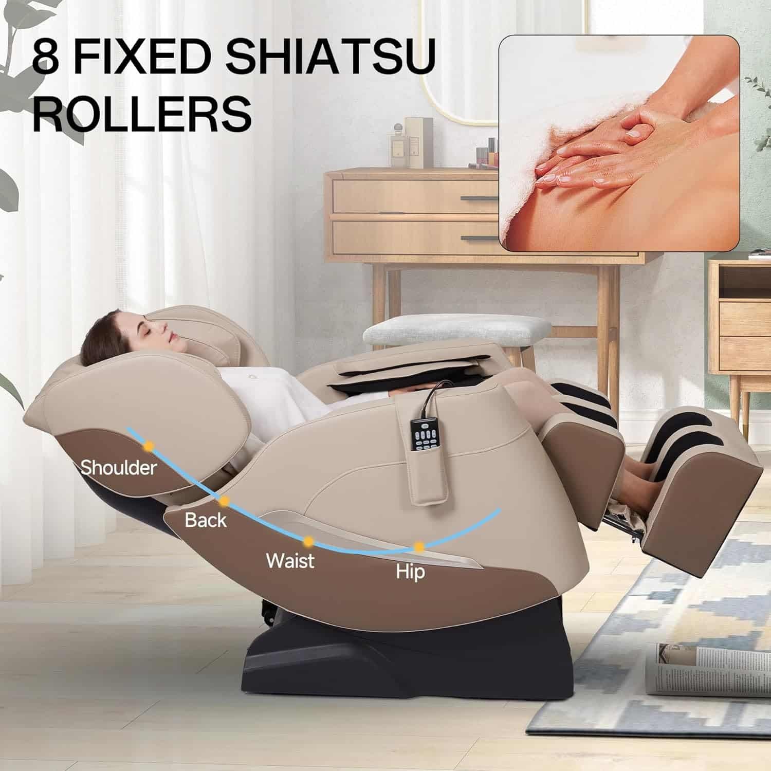 2025 Zero Gravity Massage Chair Full Body, with 6 Auto Modes, Foot Massage, Waist Heating, Bluetooth, Brown