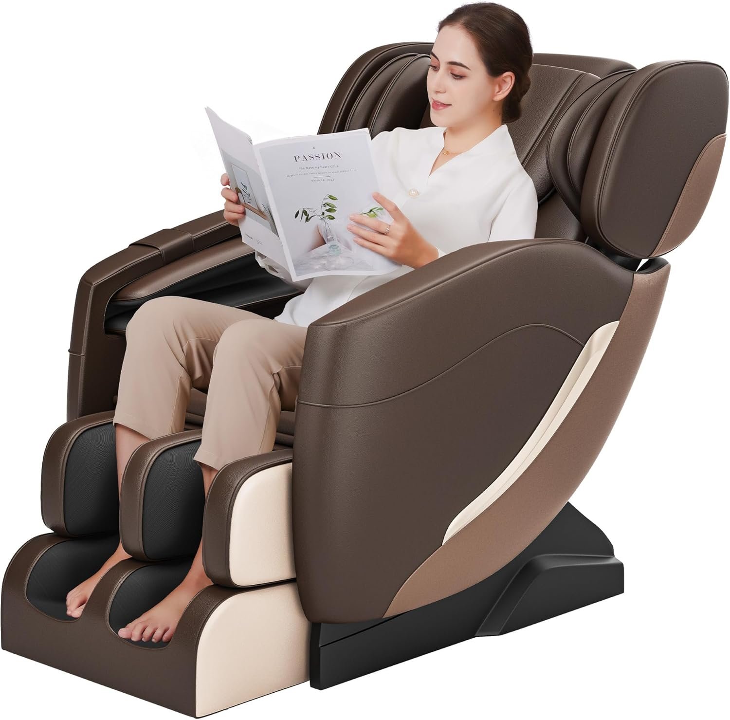 2025 Zero Gravity Massage Chair Full Body, with 6 Auto Modes, Foot Massage, Waist Heating, Bluetooth, Brown