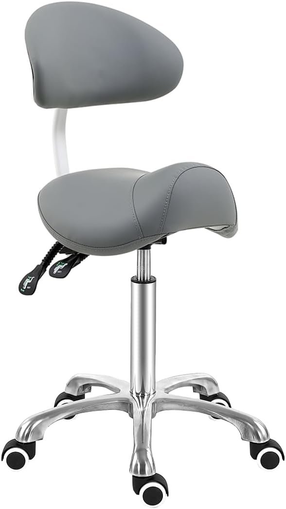 Antlu Saddle Stool Rolling Chair for Medical Massage Salon Kitchen Spa Drafting,Adjustable Hydraulic Stool with Wheels (Without Backrest, Black)