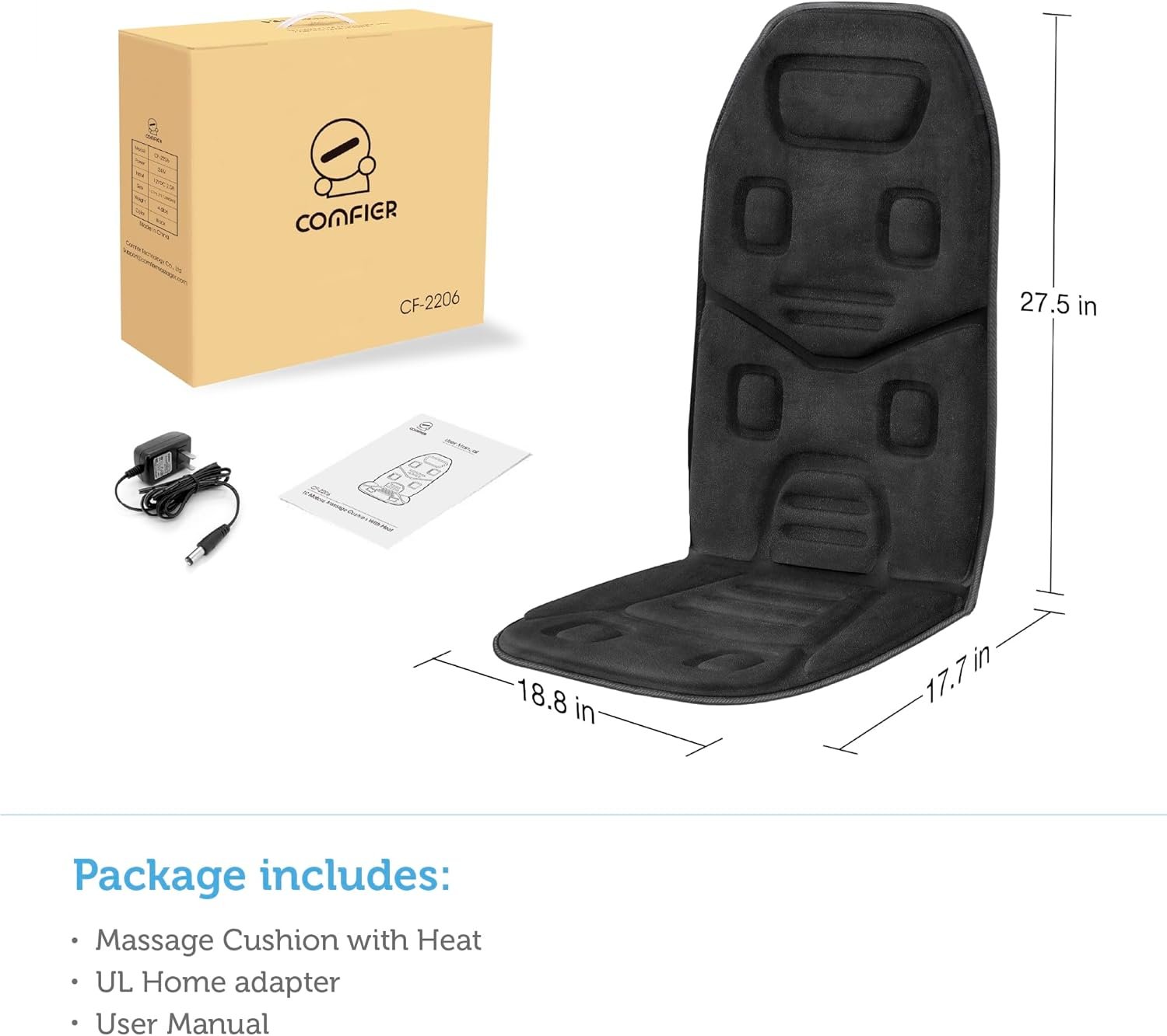 COMFIER Back Massager with Heat, 10 Motors Vibration Seat Massager, Chair Massage Pad, Heated Chair Pad, Chair Warmer,Gifts for Elderly, Mom, Dad (Gray) COMFIER Back Massager with Heat, 10 Motors Vibration Seat Massager, Chair Massage Pad, Heated Chair Pad, Chair Warmer,Gifts for Elderly, Mom, Dad (Gray)