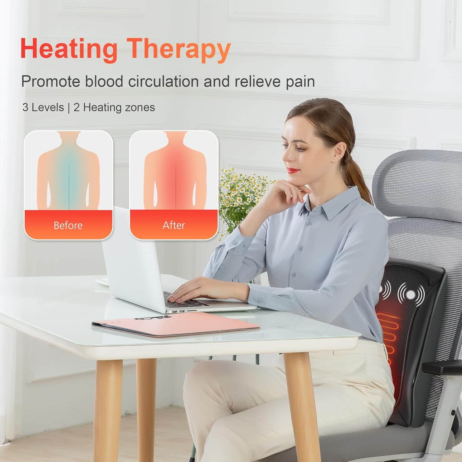 COMFIER Back Massager with Heat,3D Deep Kneading Shiatsu Neck and Back Massager with Vibration  Heat, Neck Back Massage Pillow as Gift for Women Men-Home Office Use