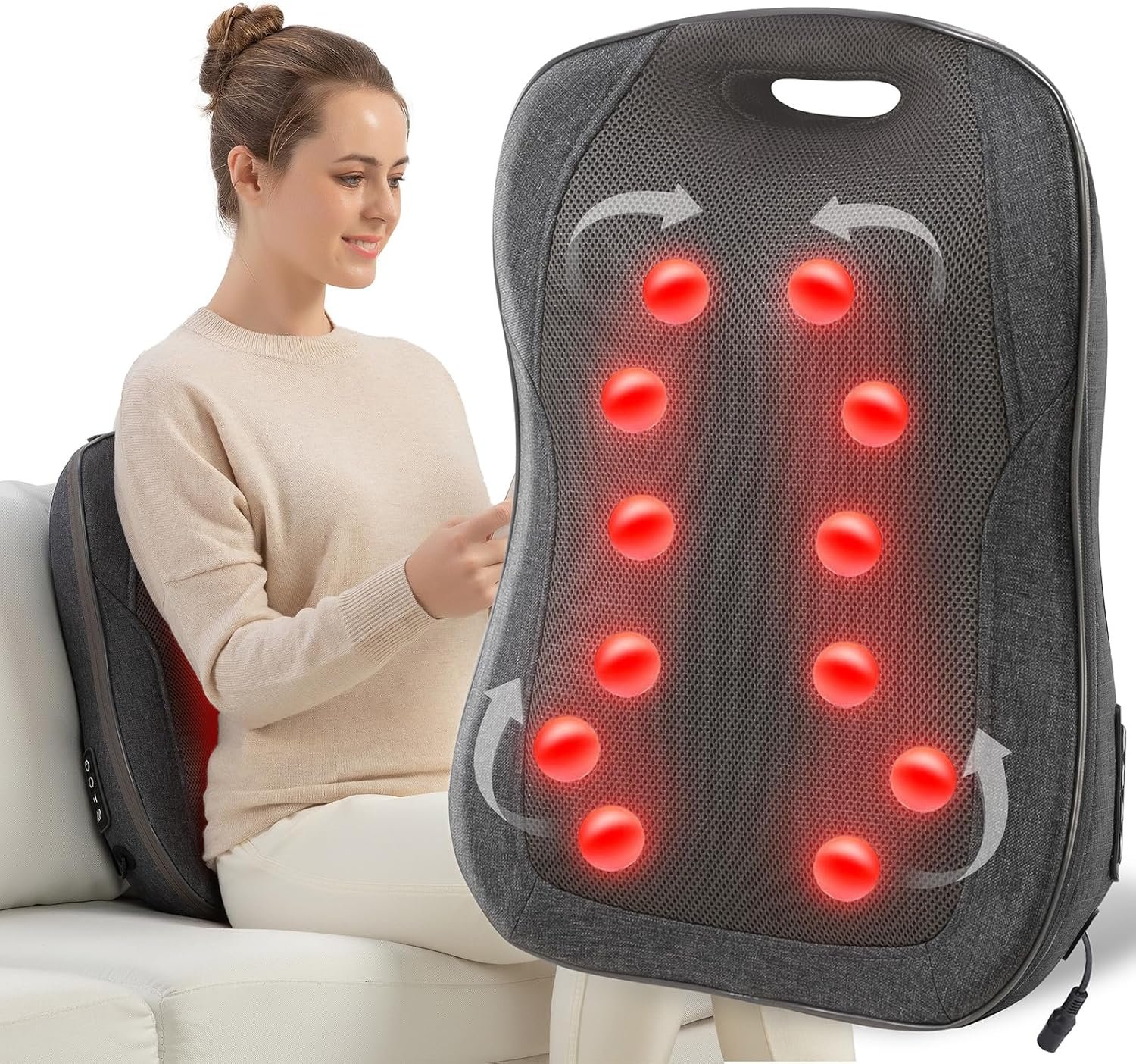 CooCoCo Back Massager for Chair,Shiatsu Back Massage Chair Pad, Deep Tissue 4D Kneading Massage Pillow for Lower Back,Full Body Relaxation,Gifts for Mom Dad Women Men Her