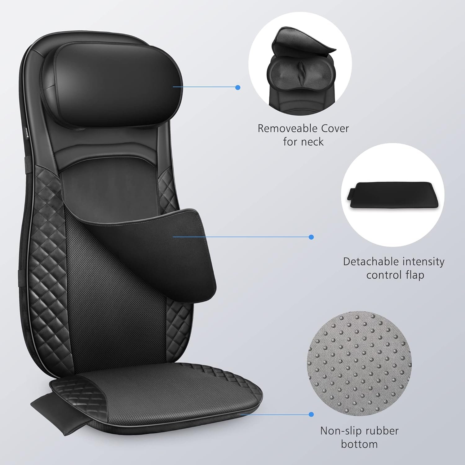 CooCoCo Shiatsu Back Massager with Heat, Birthday Gifts for Men Women Husband Wife Dad Guys, Adjustable Height Massages for Neck and Back, Massage Chair Pad, Deep Kneading Chair Massager