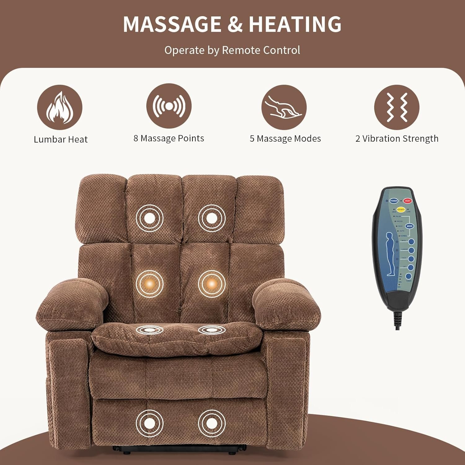 Dual Motor Power Lift Recliner Chair for Elderly with Adjustable Headrest,Extra Wide Recliner Chair with Heat and Massage,Lay Flat Recliner with Cupholder Storebox,USB Ports,Type C,Zero Gravity
