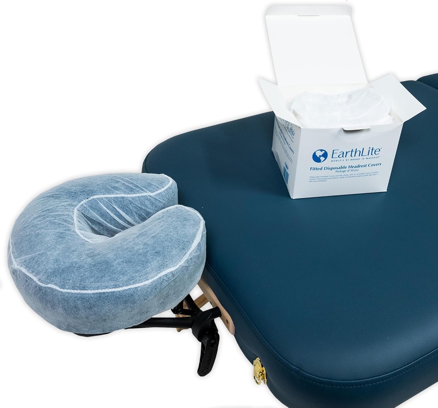 EARTHLITE Fitted Disposable Face Cradle Covers – Medical-Grade, Soft, Non-Sticking Massage Headrest Covers for Massage Tables  Massage Chairs (50 count)