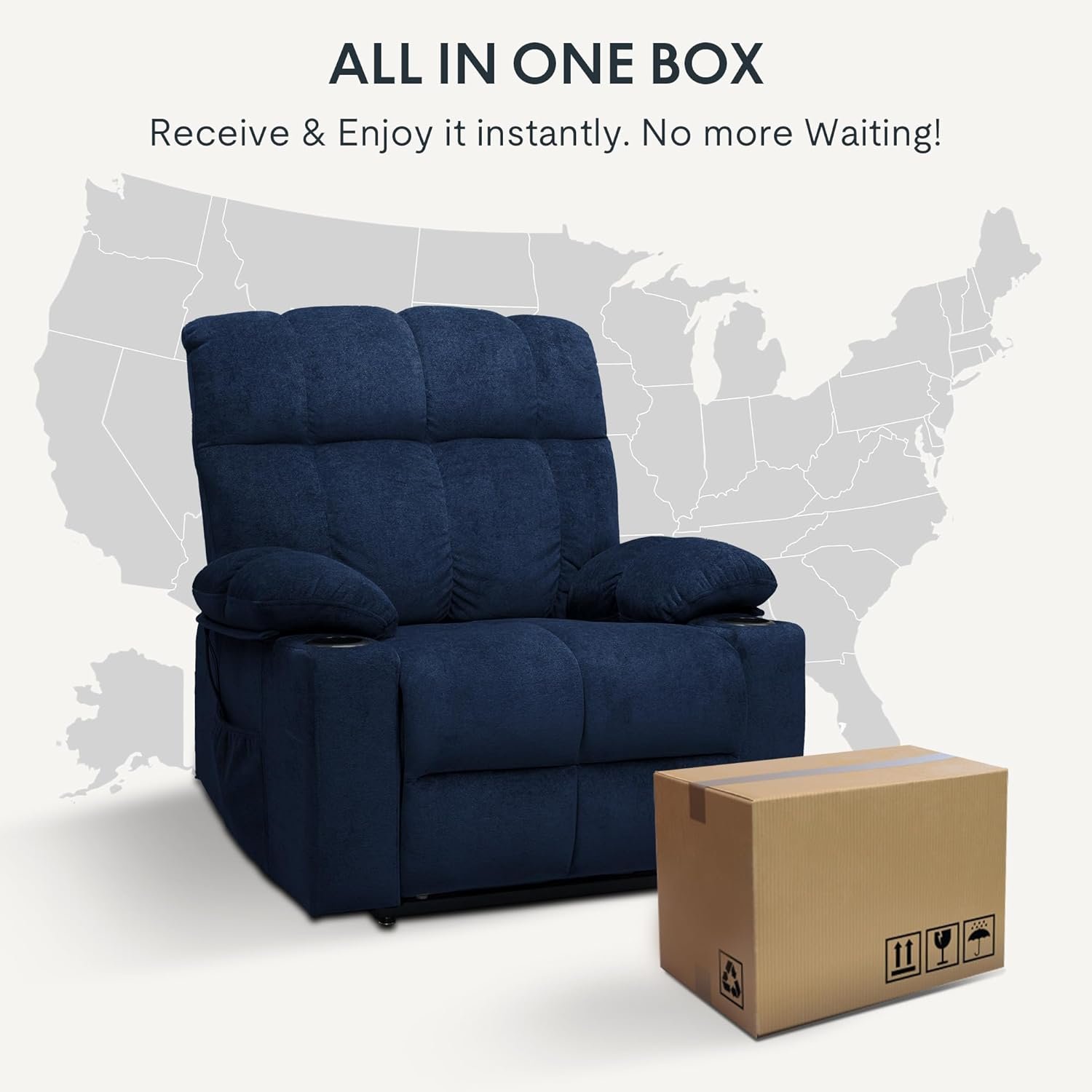 FLEXISPOT XL31 Power Lift Recliner Chair for Elderly, Electric Lift Chair with Massage  Heat, PU Leather Reclining Sofa w/Cup Holders, Side Pockets for Living Room Bedroom(Medium Size,Black)