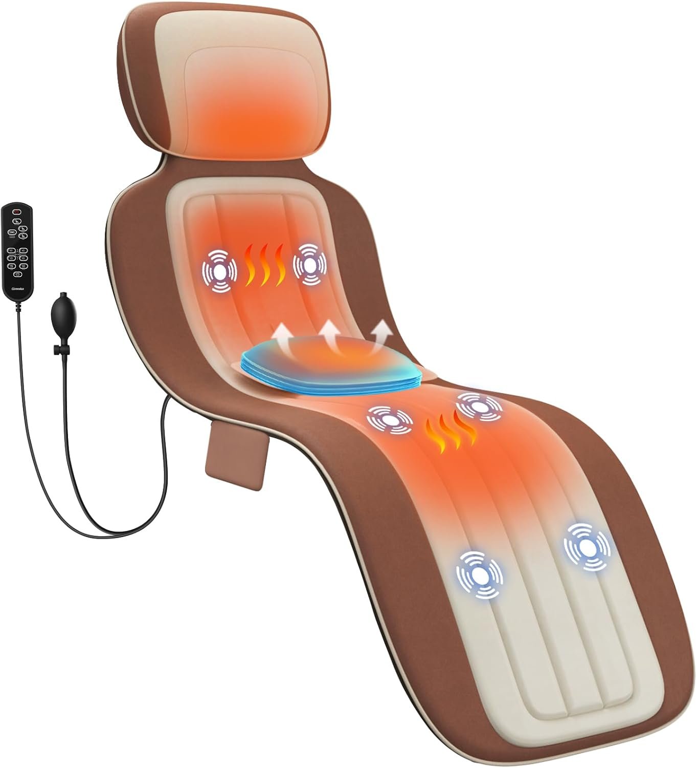 Full Body Massage Mat with Heat, Back Massage Pad with Lumbar Traction  Relaxation, Full Body Heating, 4 Massage Modes  6 Quieter Motors, Adjustable Waist to Fit 50-62, Foldable  Portable Design