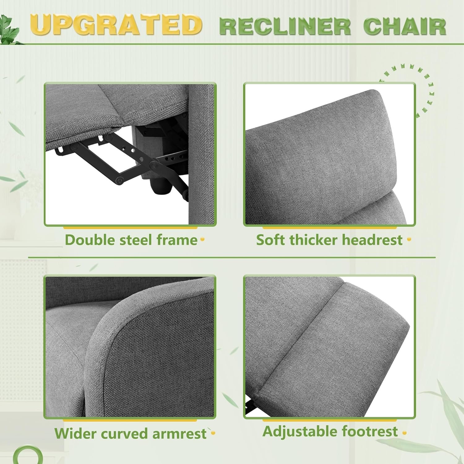 Furniwell Massage Recliner Chair for Living Room Adjustable PU Leather Reclining Chair Home Theater Seating Modern Winback Single Sofa for Adults with Footrest (Leather, Black)