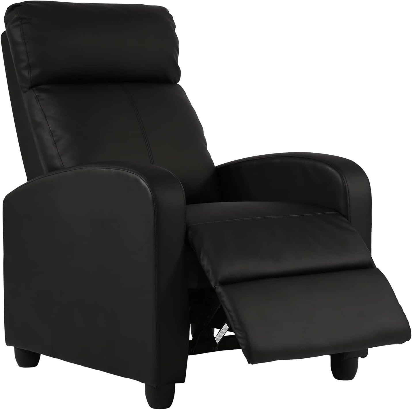 HCY Massage Recliner Chair Padded Wide Seat Sofa Wingback Single Sofa with Footrest PU Leather for Living Room,Home Theater(Black)