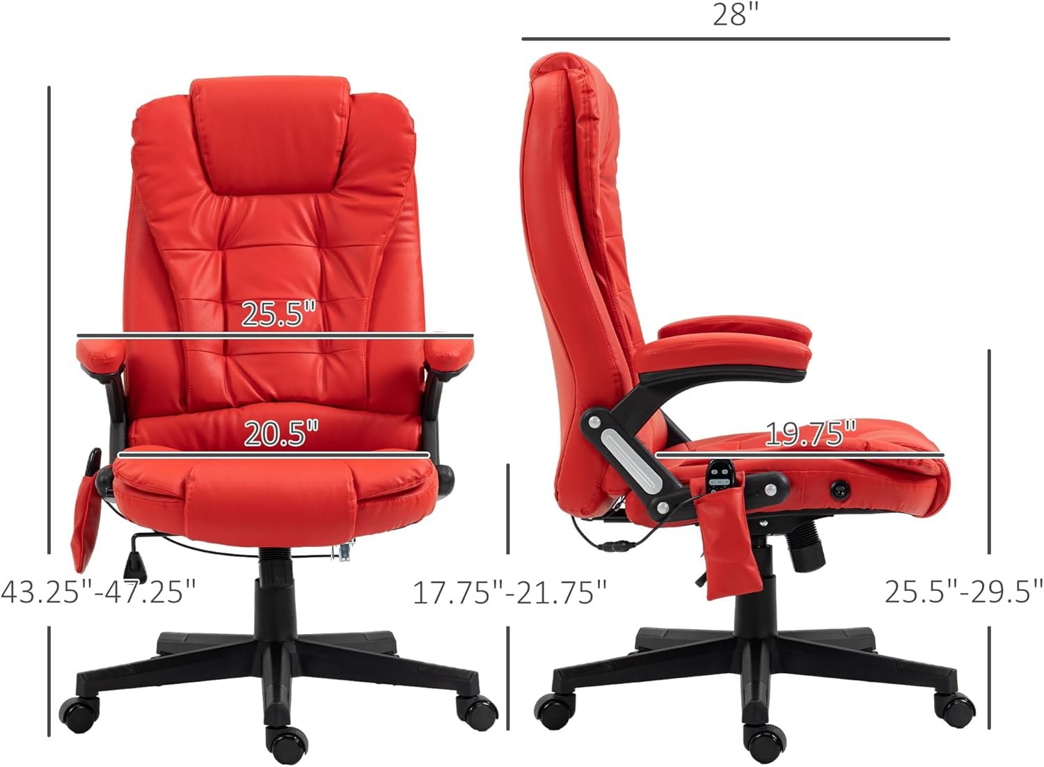 HOMCOM High Back Vibration Massage Office Chair with 6 Vibration Points, Heated Reclining PU Leather Computer Chair with Armrest and Remote, White