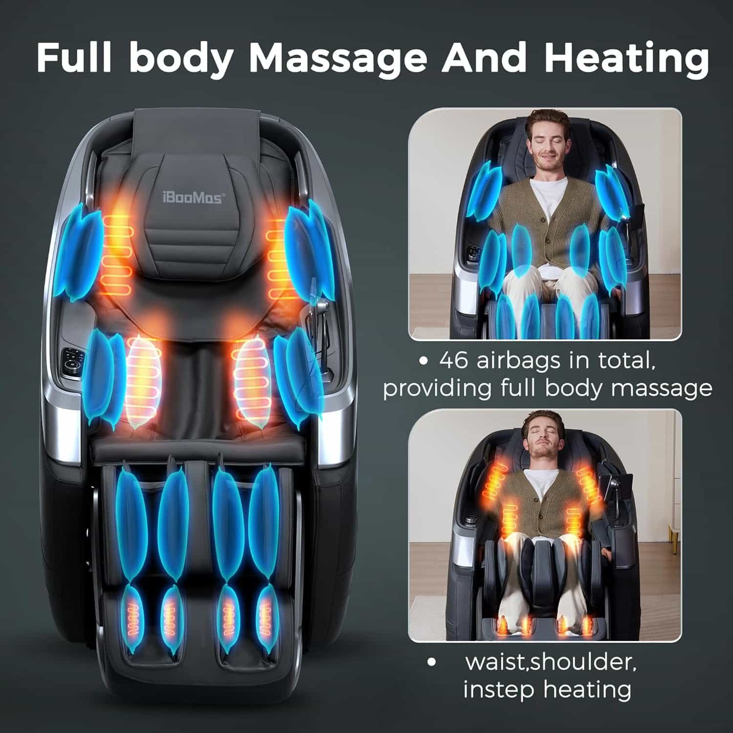 iBooMas 4D Massage Chair, Zero Gravity Massage Chair Full Body with 24 Modes,Automatic Footrest Extension,Sleep Mode,Shoulder Back and Leg Heat,APP Control,Foot Roller,IBM-P03(Black)