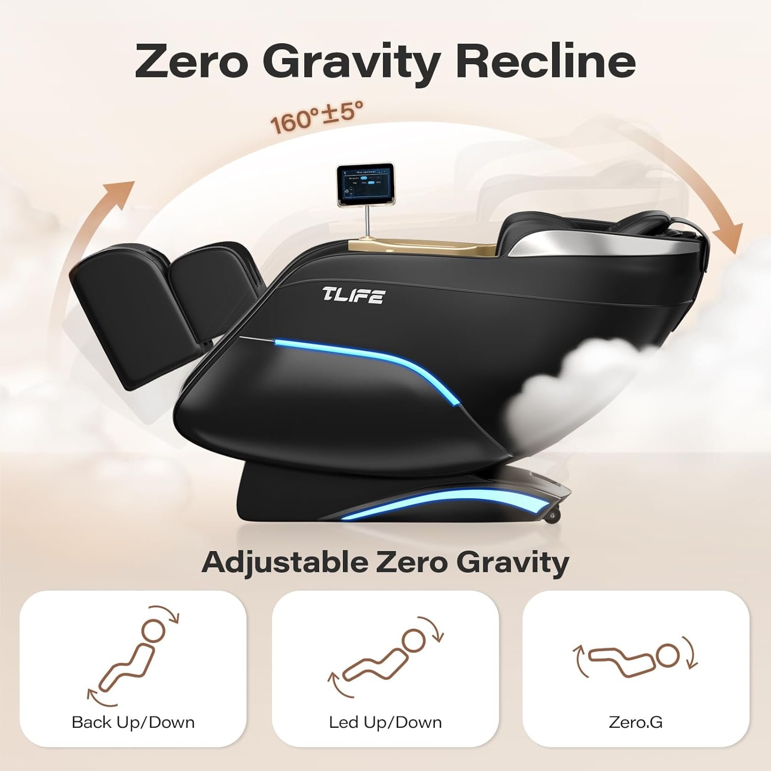 Massage Chair Full Body, 160°Zero Gravity Recliner with Body Scan, 50 SL-Track Shiatsu Massage Chair, Fixed Point Massage, Foot Rollers, 12 Auto Modes, Deep Yoga Stretch, Heating, Grey