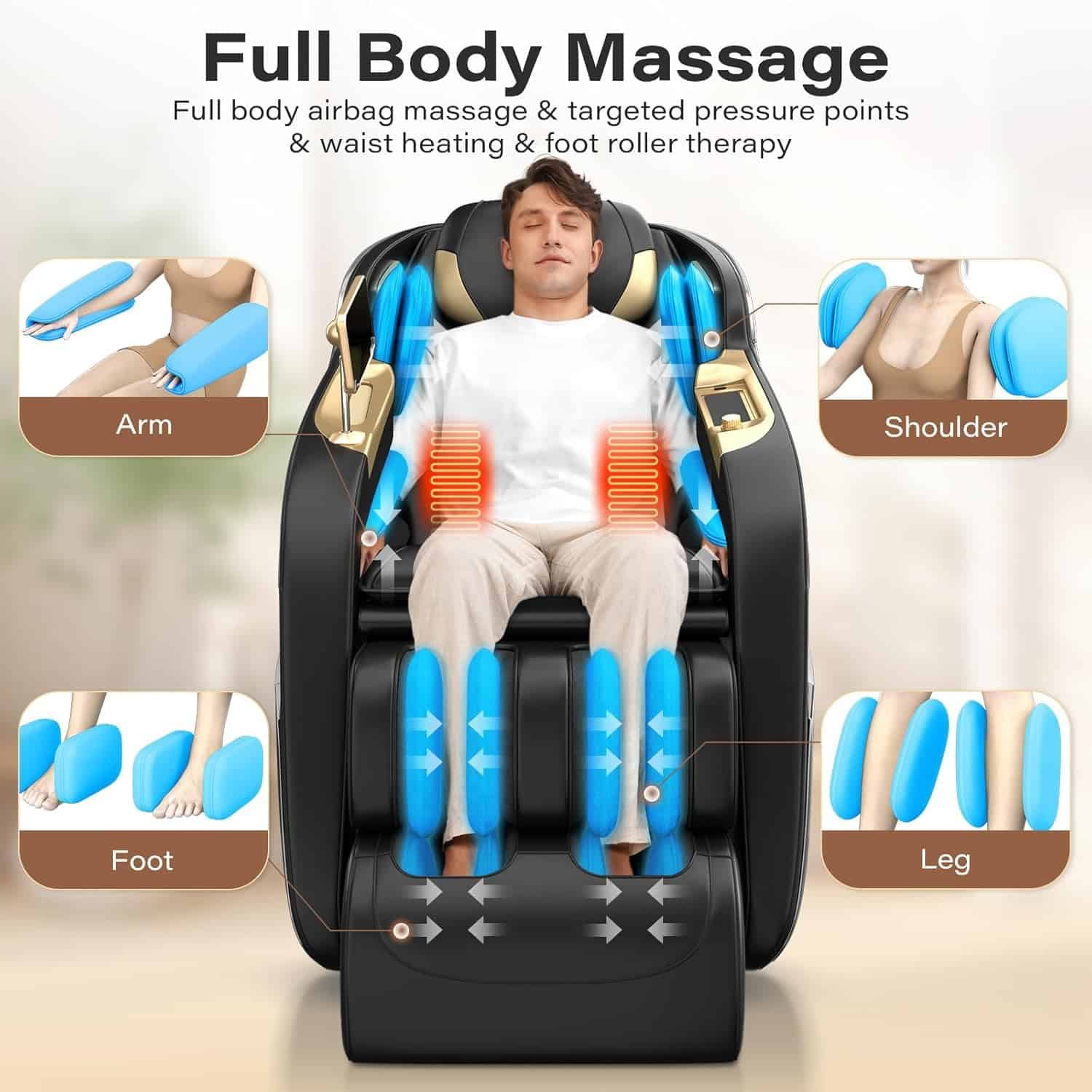 Massage Chair Full Body, 160°Zero Gravity Recliner with Body Scan, 50 SL-Track Shiatsu Massage Chair, Fixed Point Massage, Foot Rollers, 12 Auto Modes, Deep Yoga Stretch, Heating, Grey
