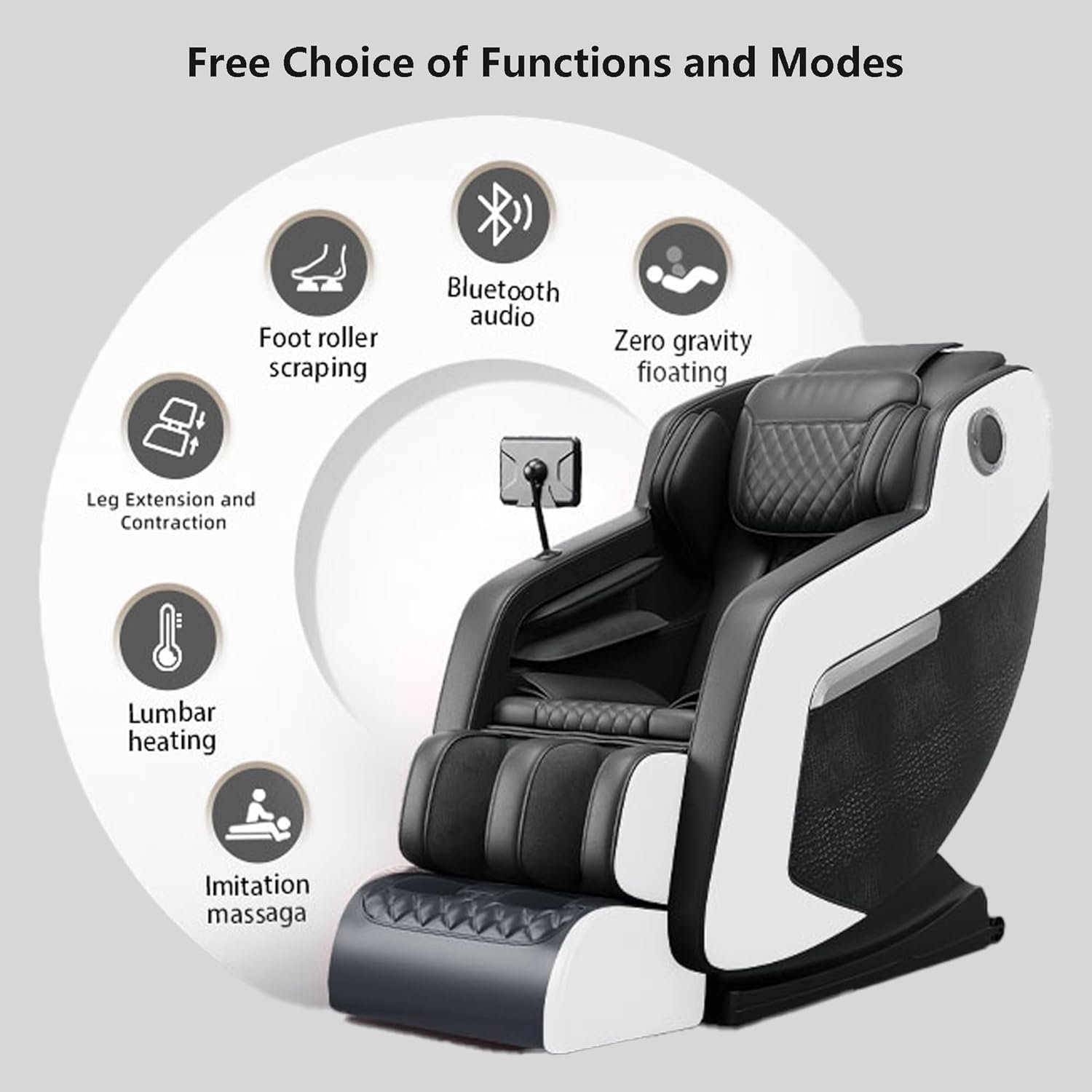 Massage Chair Full Body, Zero Gravity Shiatsu Massage Chair Recliner, Heating, Bluetooth Audio, Airbag Massage, Foot Rollers, LCD, Office/Home Relaxation (Black)